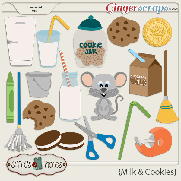 Milk and Cookies CU Embellishment Layered Templates - Scraps N Pieces