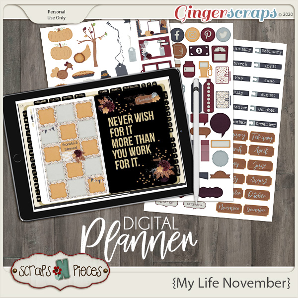 My Life November Planner Pieces - Scraps N Pieces