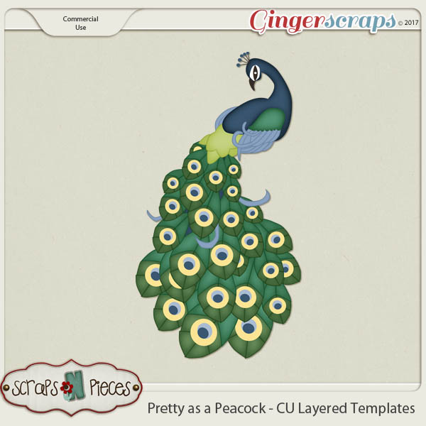 Pretty as A Peacock CU Layered Template - Scraps N Pieces