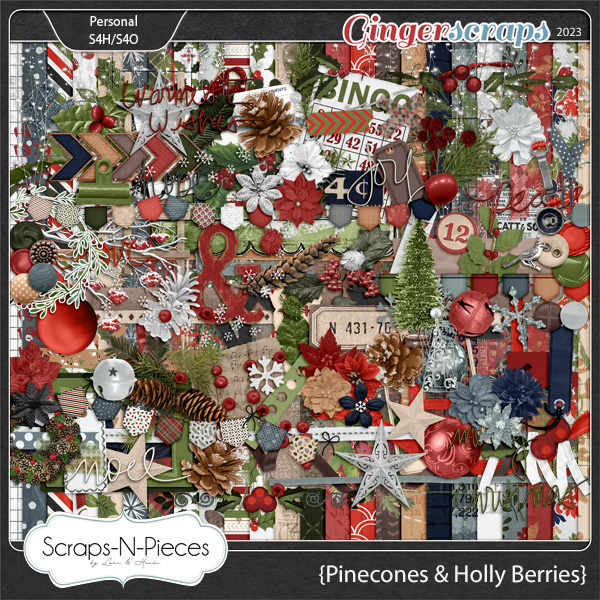 Pinecones and Holly Berries Kit by Scraps N Pieces