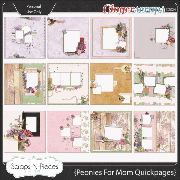 Peonies For Mom Quickpages by Scraps N Pieces