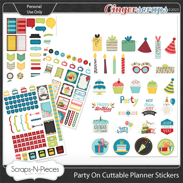 Party On Print and Cut Planner Stickers by Scraps N Pieces 