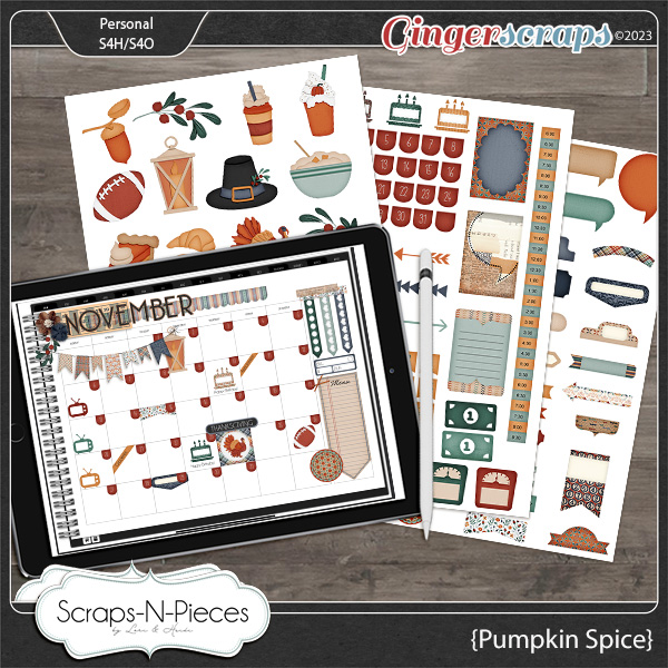 Pumpkin Spice Digital Planner Pieces by Scraps N Pieces 