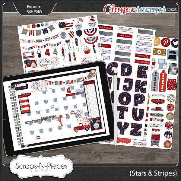 Stars and Stripes Planner Pieces by Scraps N Pieces 