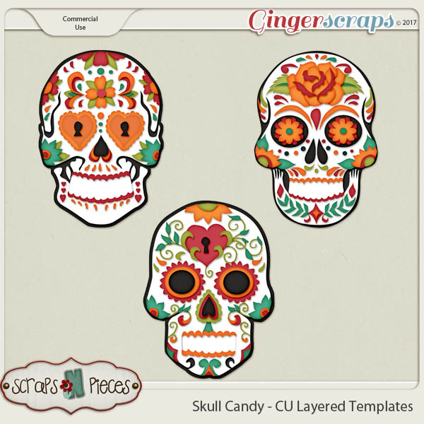 Skull Candy CU Layered Templates - Scraps N Pieces