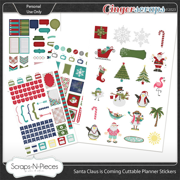Santa Claus is Coming to Town Print and Cut Planner Stickers by Scraps N Pieces