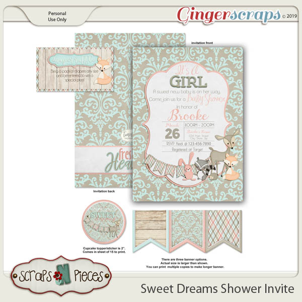 Sweet Dreams 1 Baby Shower Invitation by Scraps N Pieces 