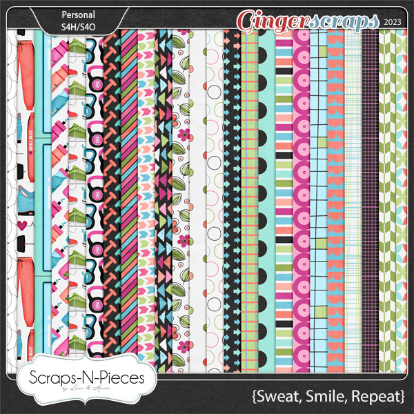 Sweat, Smile, Repeat Pattern Papers by Scraps N Pieces 