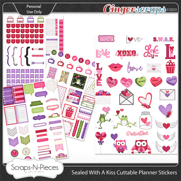 Sealed With A Kiss Print and Cut Planner Stickers by Scraps N Pieces