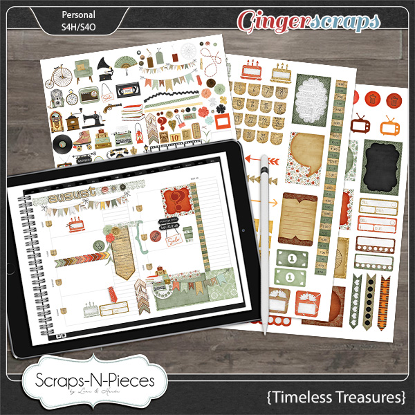 Timeless Treasures Digital Planner Stickers by Scraps N Pieces  