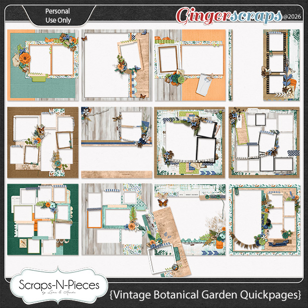 Vintage Botanical Garden Quickpages by Scaps N Pieces 