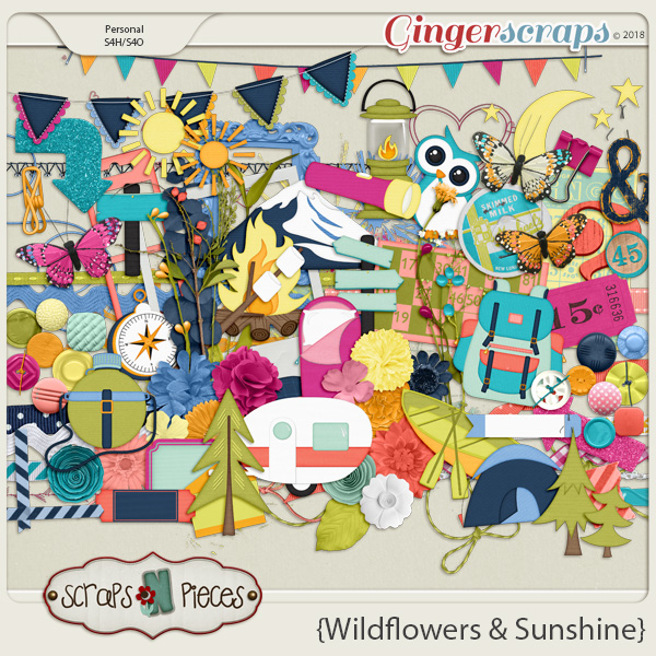 Wildflowers and Sunshine embellishments by Scraps N Pieces 