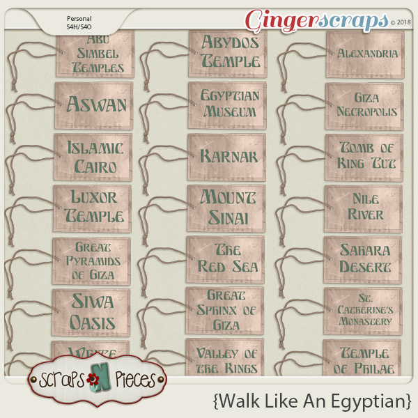 Walk Like An Egyptian Tags by Scraps N Pieces