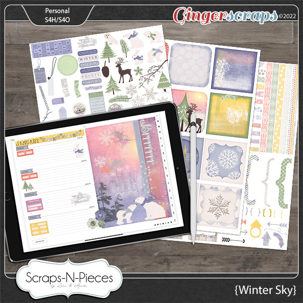 Winter Sky Planner Pieces by Scraps N Pieces 