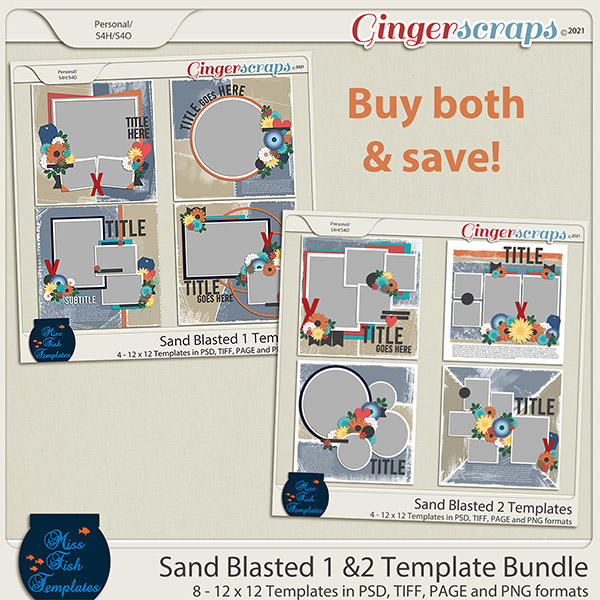 Sand Blasted 1 & 2 Template Bundle by Miss Fish