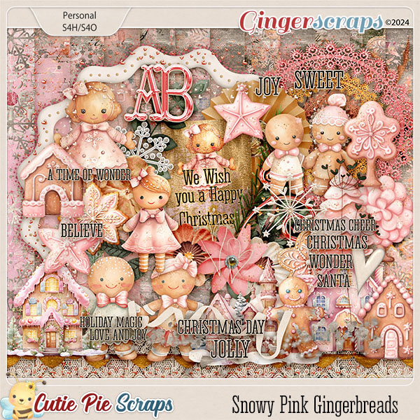 Snowy Pink Gingerbreads Page Kit