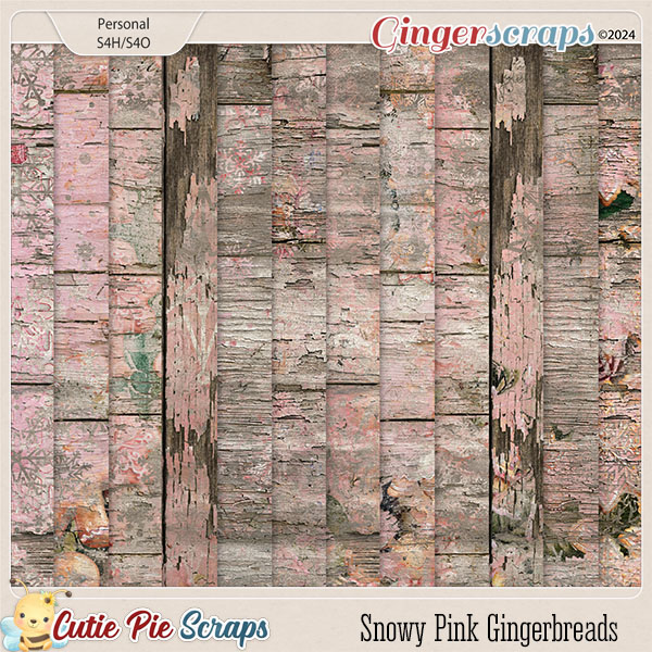 Snowy Pink Gingerbreads Wood Papers