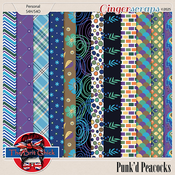 Pun'kd Peacocks Patterned Papers By The Brit Chick