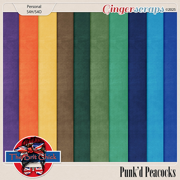 Punk'd Peacocks Solid Papers By The Brit Chick