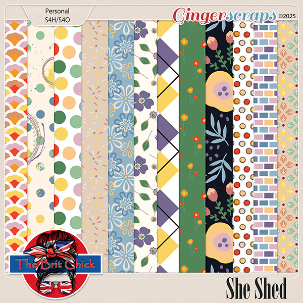 She Shed Patterned Papers By The Brit Chick