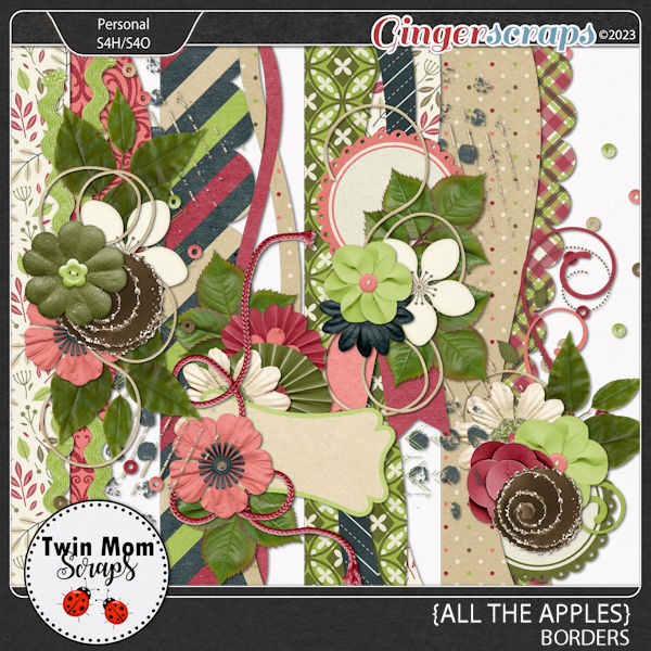 All the Apples - BORDERS by Twin Mom Scraps