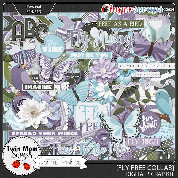 Fly Free - COLLAB KIT by Twin Mom Scraps & Connie Prince