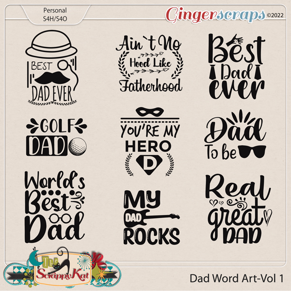 Dad Word Art, Vol. 1 by The Scrappy Kat