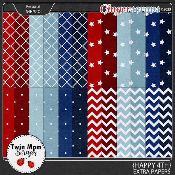 Happy 4th - EXTRA PAPERS by Twin Mom Scraps