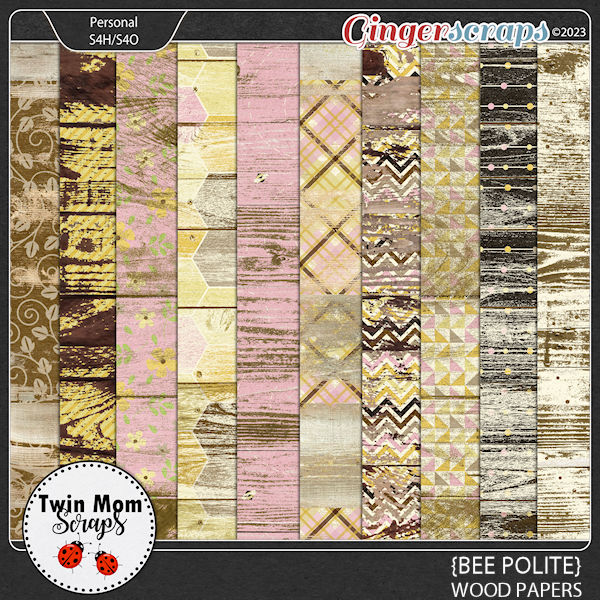 Bee Polite - WOOD PAPERS by Twin Mom Scraps
