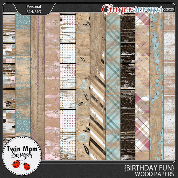 Birthday Fun - WOOD PAPERS by Twin Mom Scraps