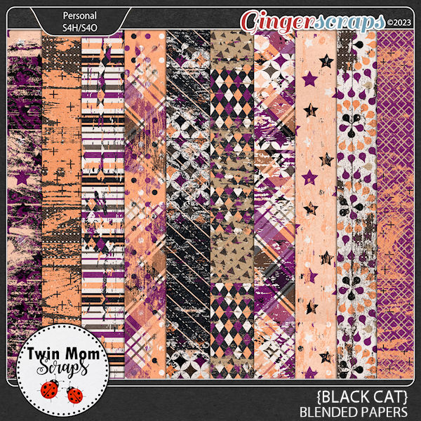 Black Cat - BLENDED PAPERS by Twin Mom Scraps