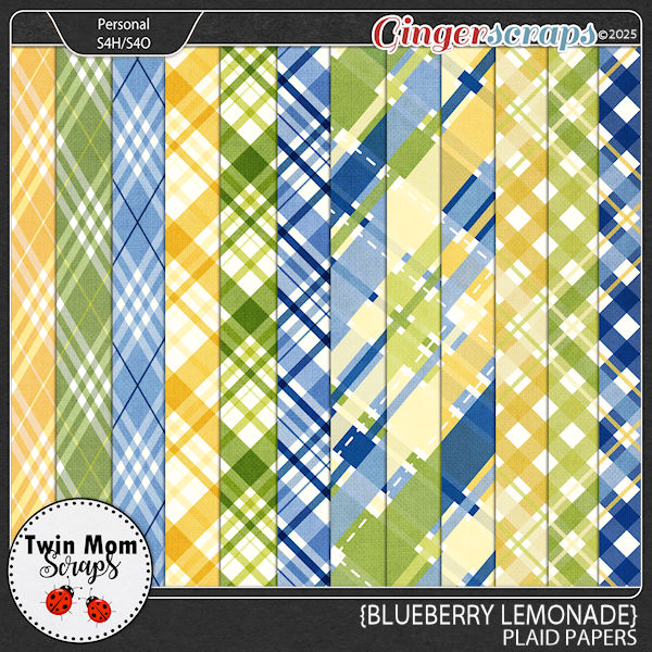Blueberry Lemonade - PLAID PAPERS by Twin Mom Scraps