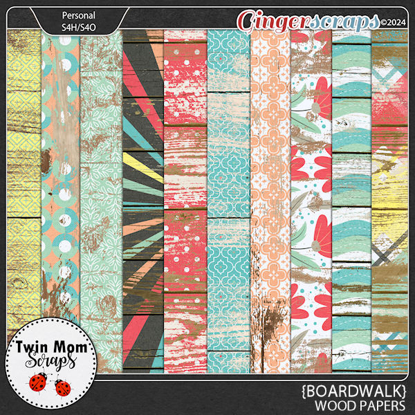 Boardwalk - WOOD PAPERS by Twin Mom Scraps