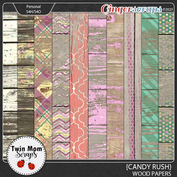 Candy Rush - WOOD PAPERS by Twin Mom Scraps
