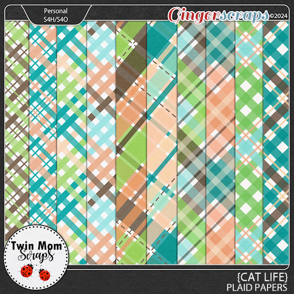 Cat Life - PLAID PAPERS by Twin Mom Scraps
