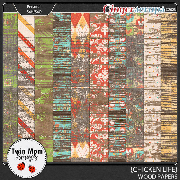 Chicken Life - WOOD PAPERS by Twin Mom Scraps 