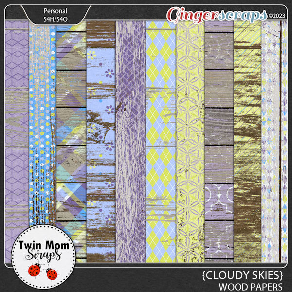 Cloudy Skies - WOOD PAPERS by Twin Mom Scraps