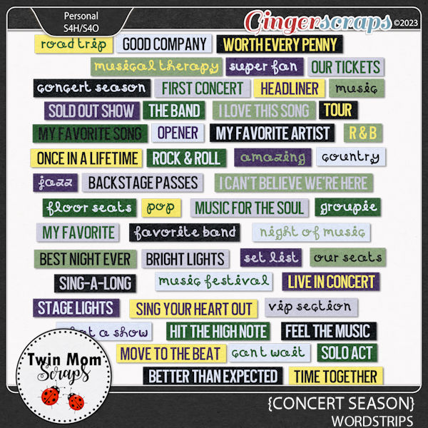 Concert Season - WORD STRIPS by Twin Mom Scraps