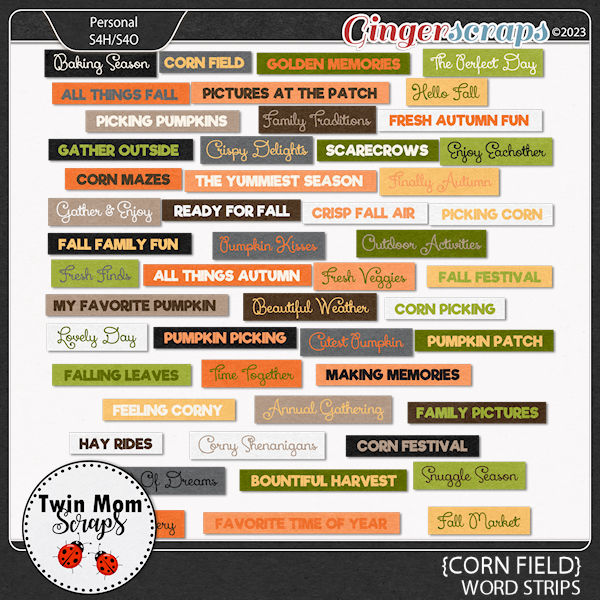 Corn Field - WORD STRIPS by Twin Mom Scraps