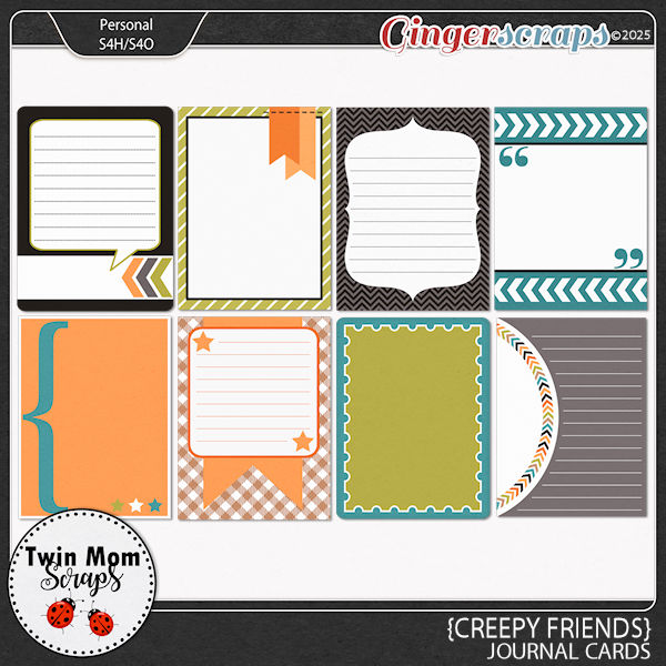 Creepy Friends - JOURNAL CARDS by Twin Mom Scraps