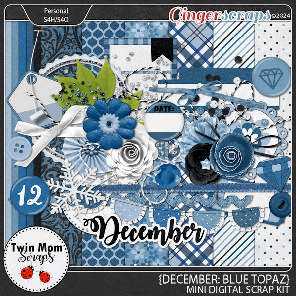 December: Blue Topaz - MINI KIT by Twin Mom Scraps