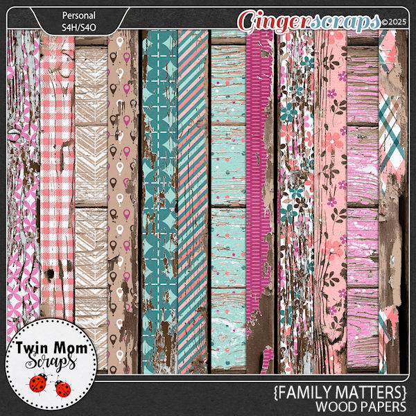 Family Matters - WOOD PAPERS by Twin Mom Scraps