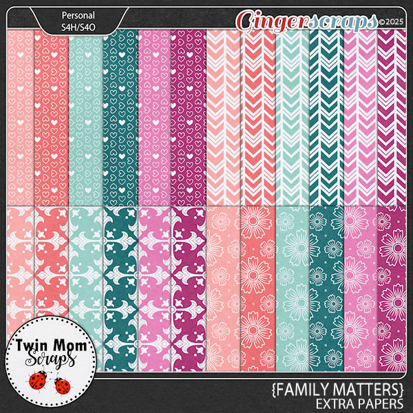 Family Matters - EXTRA PAPERS by Twin Mom Scraps