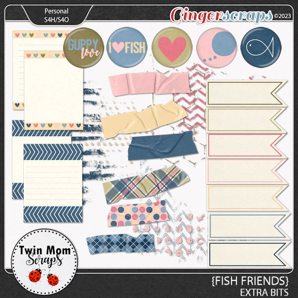 Fish Friends - EXTRA BITS by Twin Mom Scraps