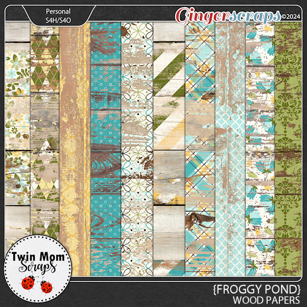 Froggy Pond - WOOD PAPERS by Twin Mom Scraps