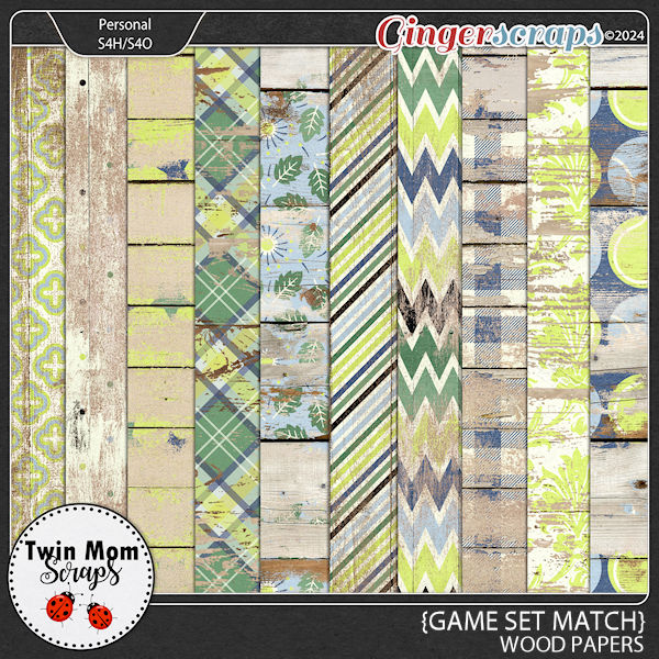 Game Set Match - WOOD PAPERS by Twin Mom Scraps