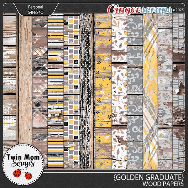 Golden Graduate - WOOD PAPERS by Twin Mom Scraps