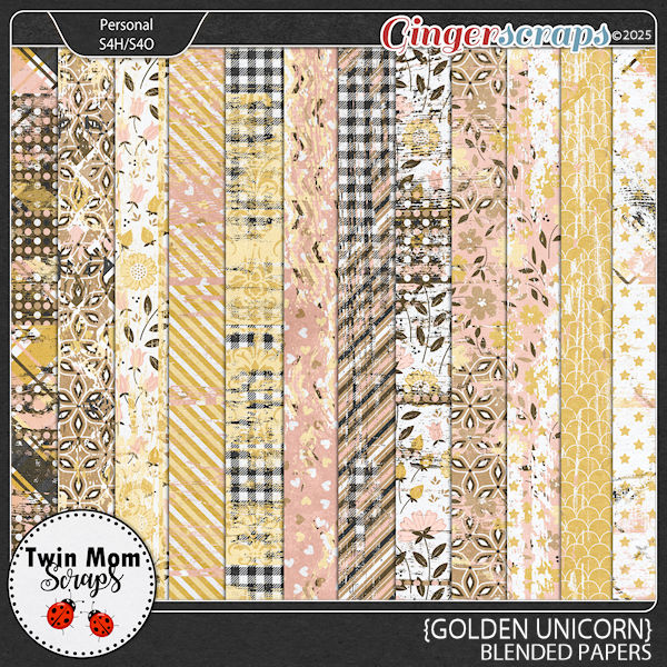 Golden Unicorn - BLENDED PAPERS by Twin Mom Scraps