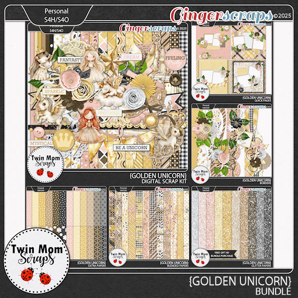 Golden Unicorn - BUNDLE by Twin Mom Scraps