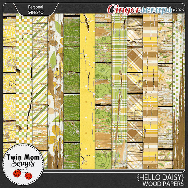 Hello Daisy - WOOD PAPERS by Twin Mom Scraps